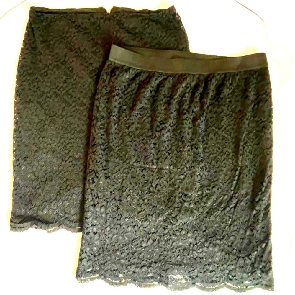 Lot 2 Worthington Black Lace Pencil Skirts Lined Stretch Size 14/XL